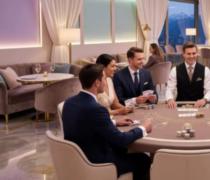 Stilvoll dekorierter Blackjack-Tisch auf einem Event