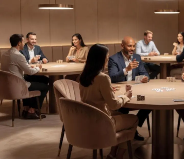 Mitarbeiter und G&auml;ste bei einem Poker-Networking-Abend