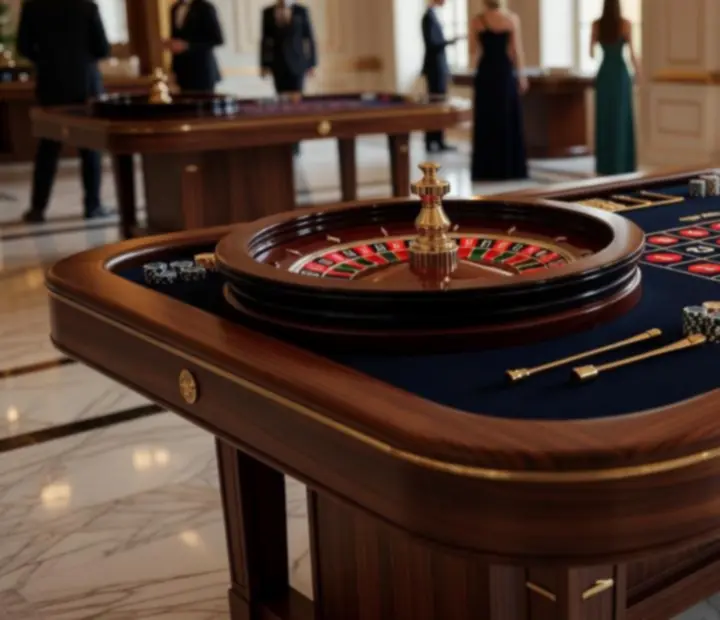 Professionell ausgestatteter Roulette-Tisch mit hochwertigem Layout