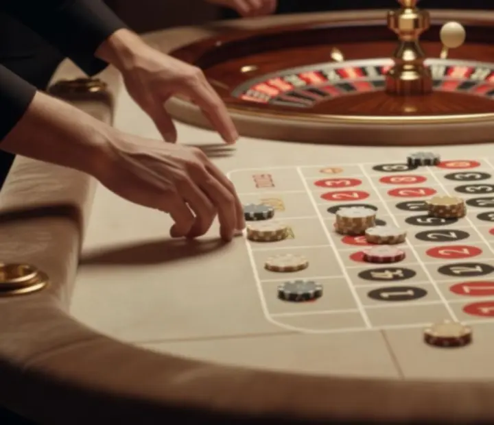 Gäste spielen entspannt an einem Roulette-Tisch mit Croupier